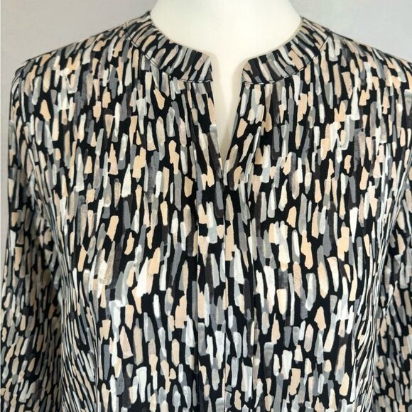 Dana Buchman black gray and blush brushstroke abstract print top size small - Picture 2 of 6